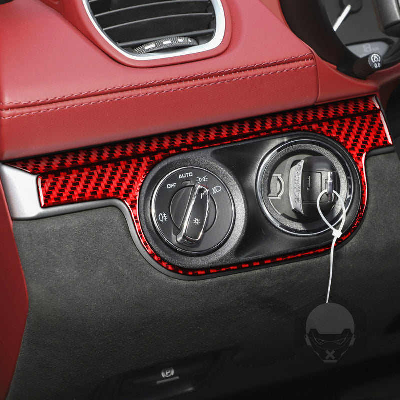 WXZOS Genuine Carbon Fiber Headlight Switch Trim for Porsche 718 Cayman 2017-2025
