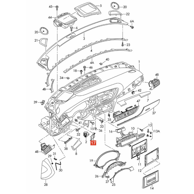 WXZOS  Dashboard Instrument Panel Trim Cover for Audi A6 C7 S6 RS6 Avant C7 2012-2018