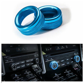 2pcs Blue Volume Radio Knob Covers For Porsche 911 Cayenne Macan 718