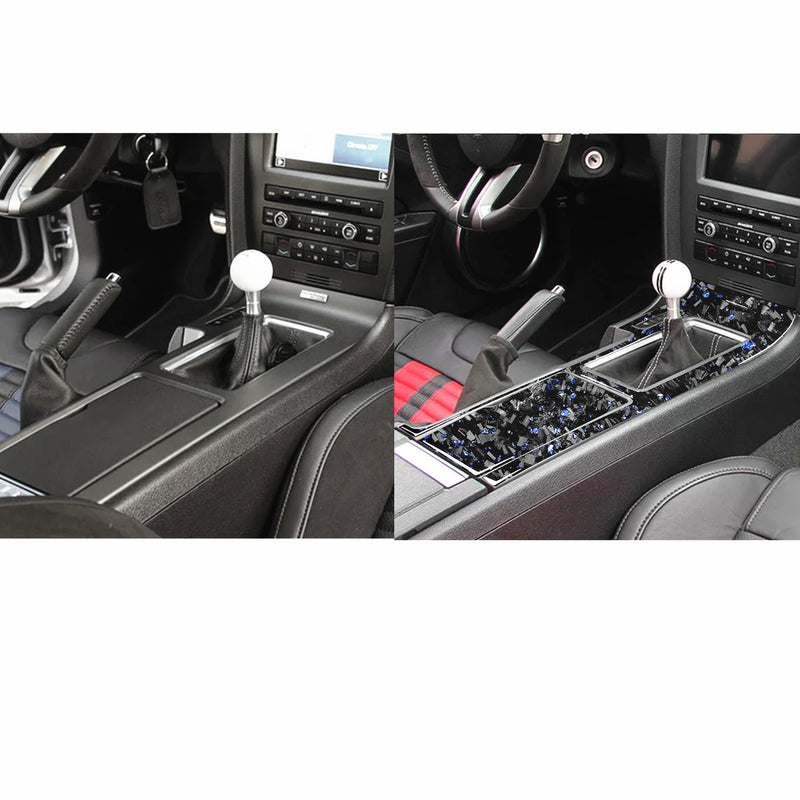 WXZOS Genuine Carbon Fiber Center Console Panel Trim for Ford Mustang 2009-2013