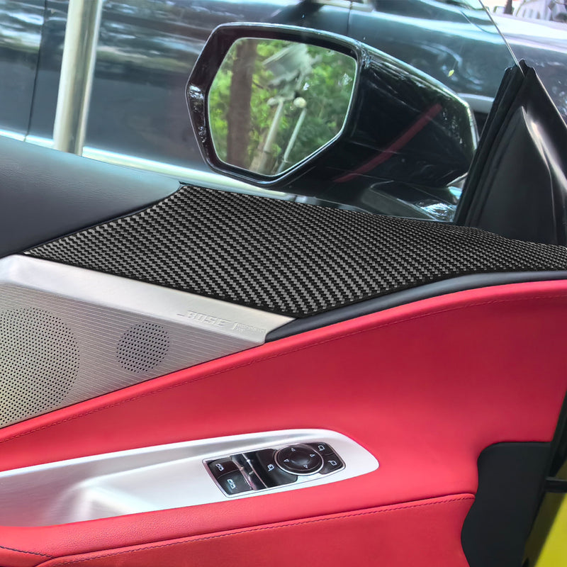 WXZOS Genuine Carbon Fiber Door Panel Trim for Chevrolet Corvette C8 2020-2024