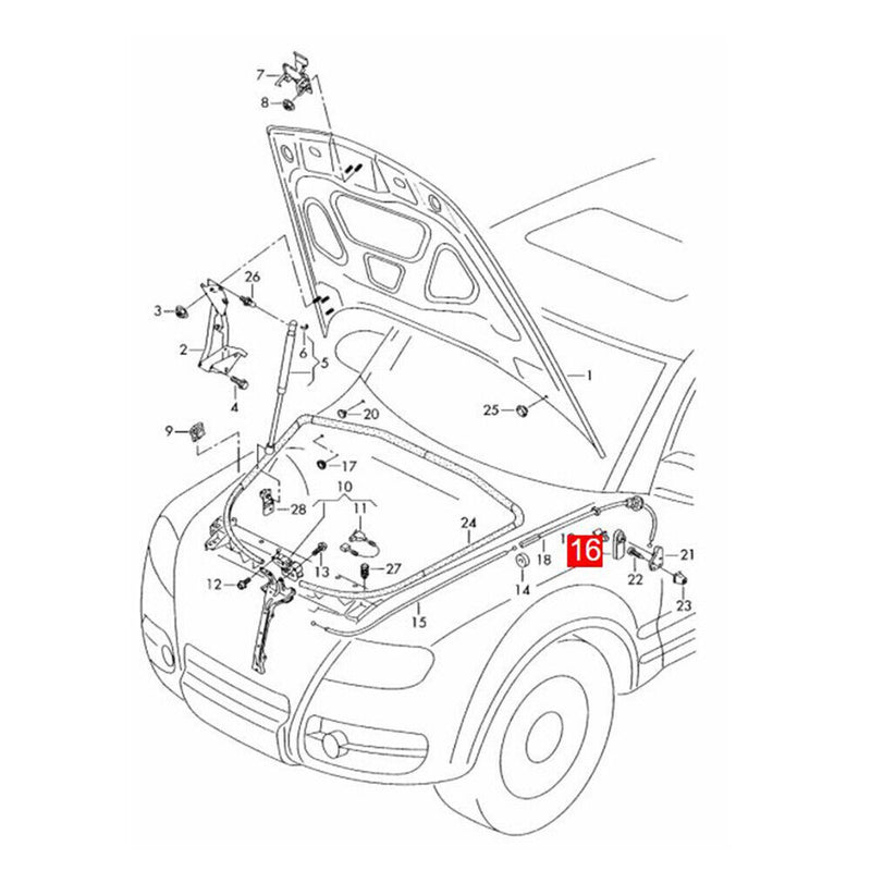 Beige Hood Latch Release Lever Handle Switch for Volkswagen Touareg 2004-2010