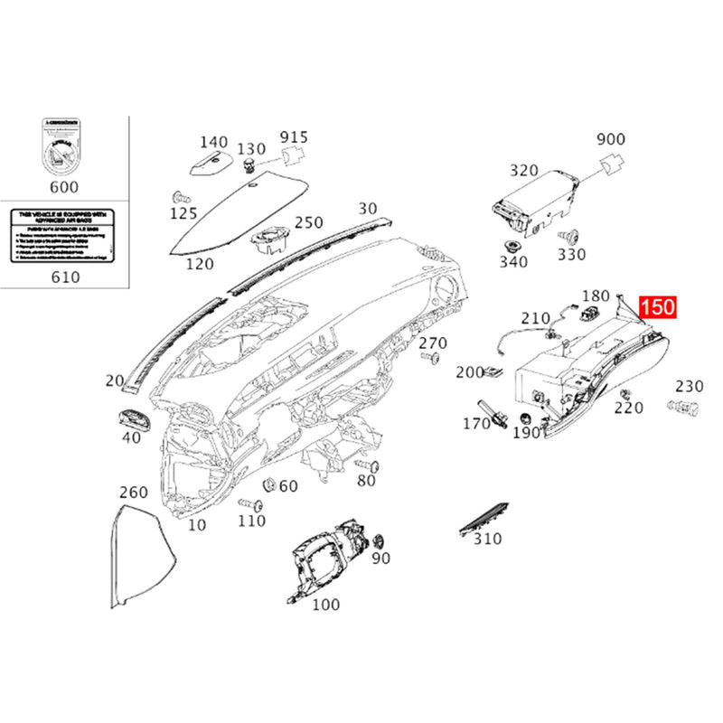 WXZOS Passenger Side Glove Box Release Handle for Mercedes-Benz W222 S-Class 2014-2020