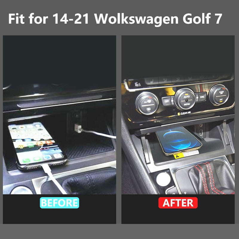 WXZOS Front Center Console Wireless Fast Charging Pad for VW Golf 7 MK7 2014-2020