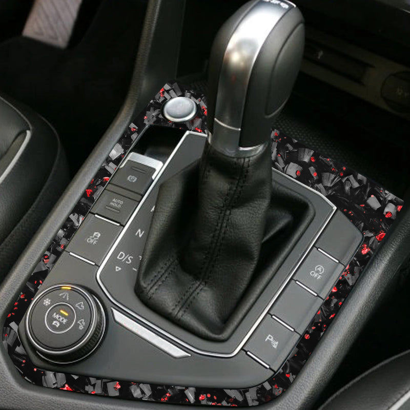 WXZOS Genuine Carbon Fiber Gear Shift Knob Lever Panel Trim for VW Tiguan 2017-2020
