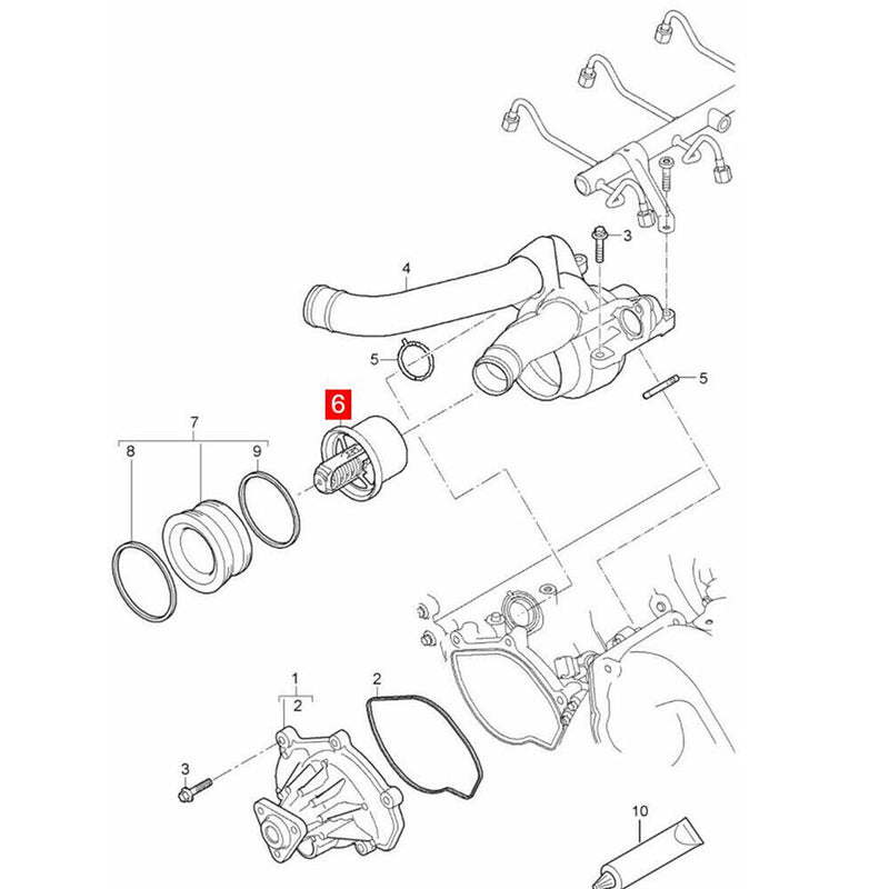1PZ Termostato liquido raffreddamento motore per Porsche Cayenne S Turbo...