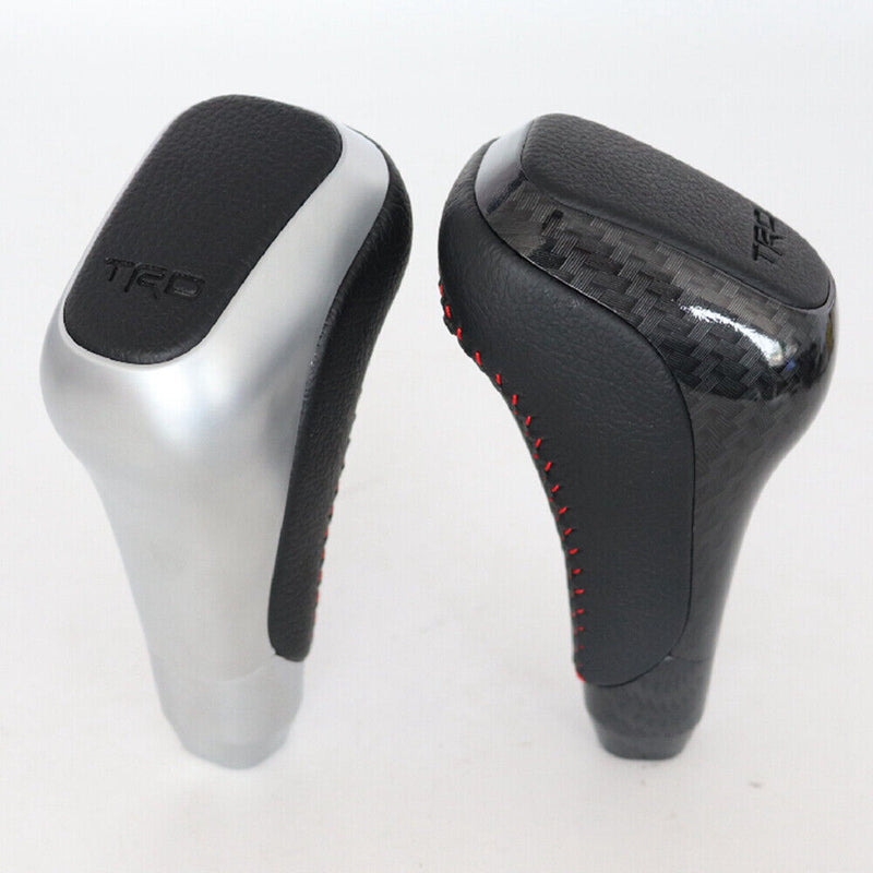 Silver&Black Leather Carbon Fiber Gear Shift Knob for Toyota 2008-2018 Sequoia