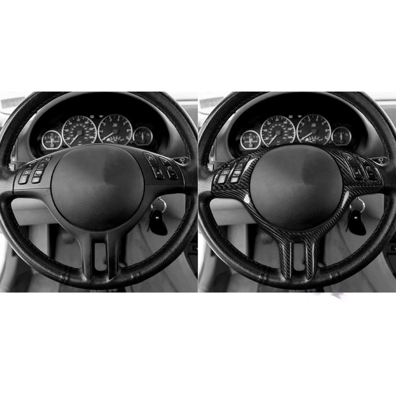 WXZOS 1PC Genuine Dry Carbon Fiber Steering Wheel Trim for BMW E39 5Series 1999-2003