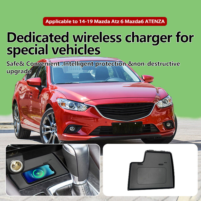 WXZOS Front Center Console Wireless Fast Charging Pad for Mazda 6 2014-2019