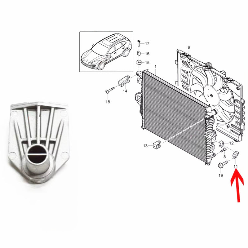 WXZOS Engine Water Cooling Radiator Support Repair for Porsche Cayenne (958) 2011-2017