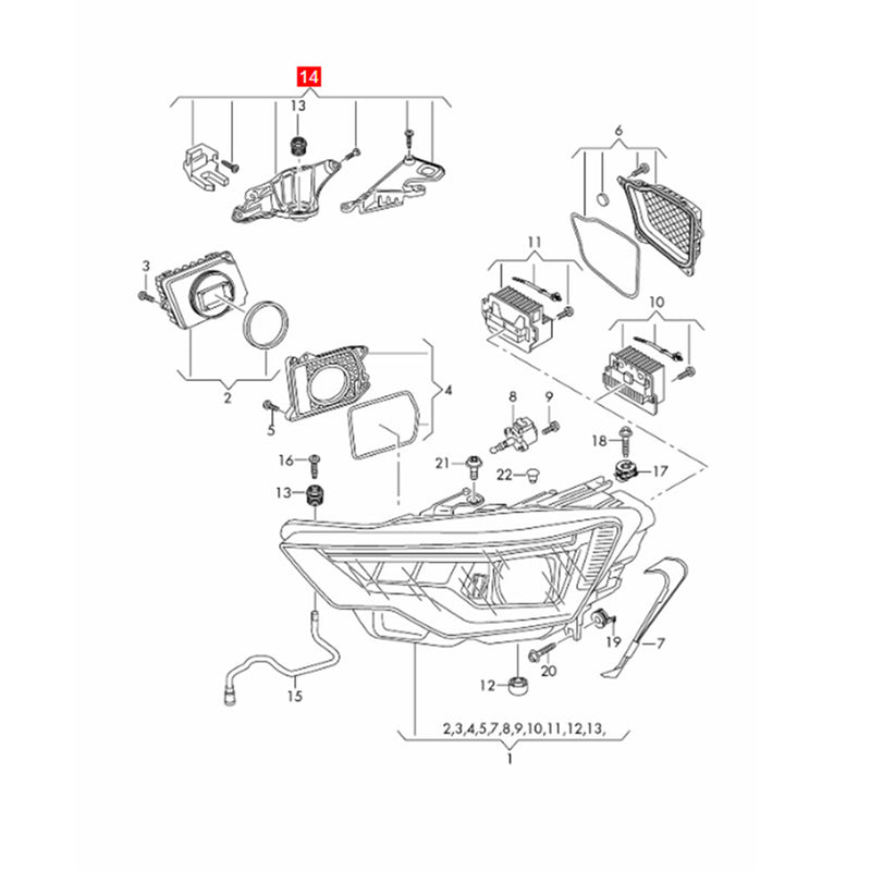 WXZOS 1SET LeftHeadlight Housing Bracket Repair Kit for Audi A6 C8 S6 A6 Avant 2019-23