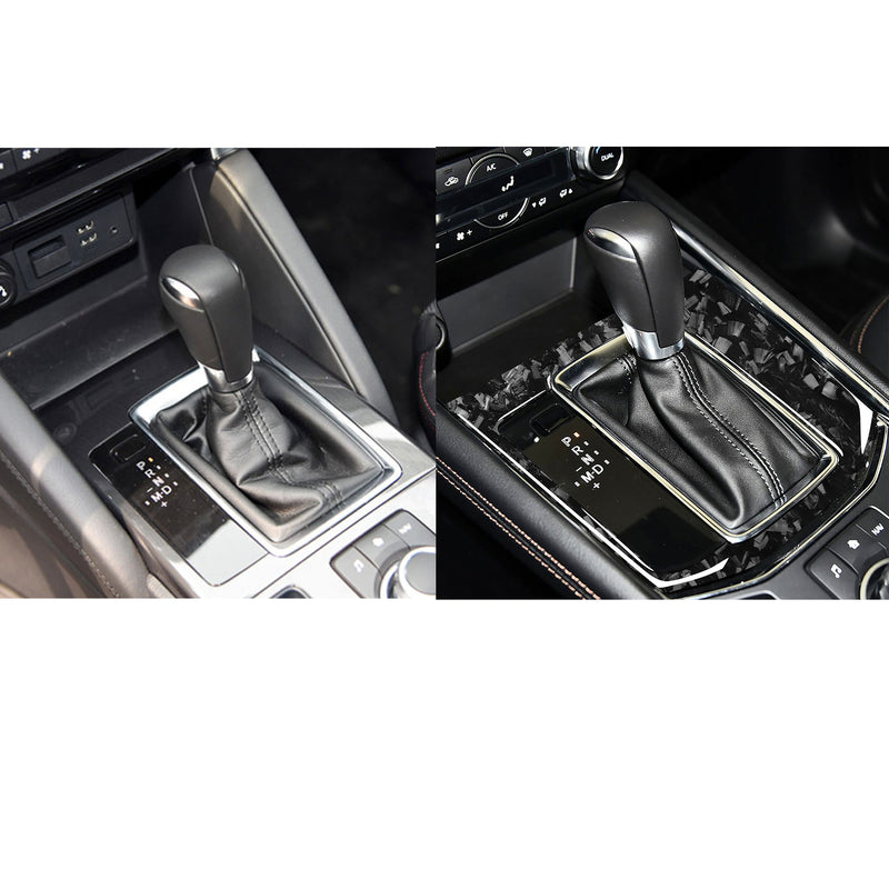 WXZOS Genuine Carbon Fiber Gear Shift Knob Lever Panel Trim for Mazda CX-5 2016-2019
