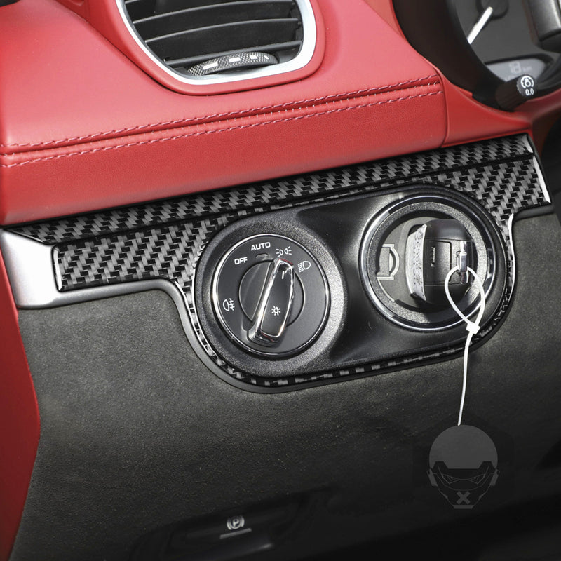 WXZOS Genuine Carbon Fiber Headlight Switch Trim for Porsche 718 Boxster 2017-2025