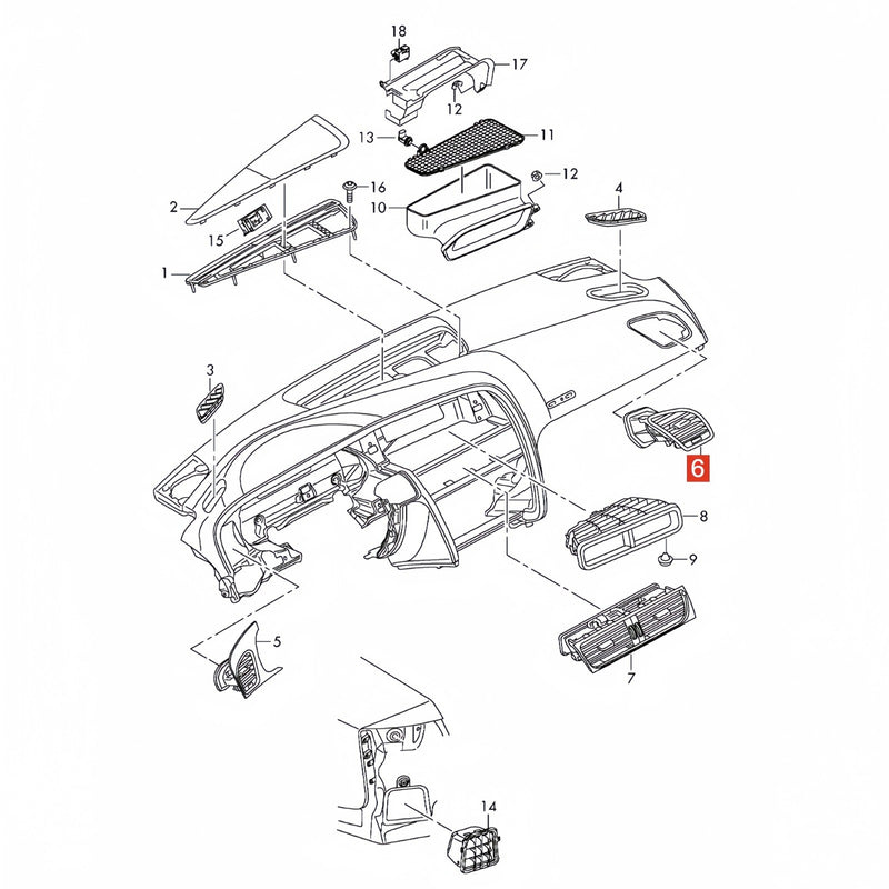 Front Dashboard Air Vent Grille Frame Assy for Audi Q5 SQ5 (8RB) 2008-2017