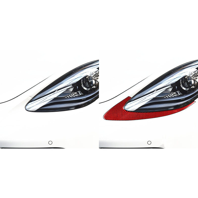 WXZOS Genuine Carbon Fiber Headlight Eyebrow Trim for Porsche 718 Cayman 2017-2025