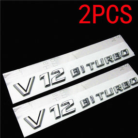 2pcs V12 BITURBO Chrome Side Fender Sticker Emblem Badge