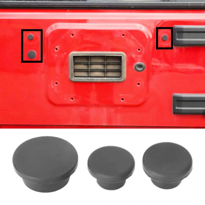 3PCS Rubber Tailgate Plug Set for Jeep 2007-2017 Wrangler JK Spare Tire Carrier