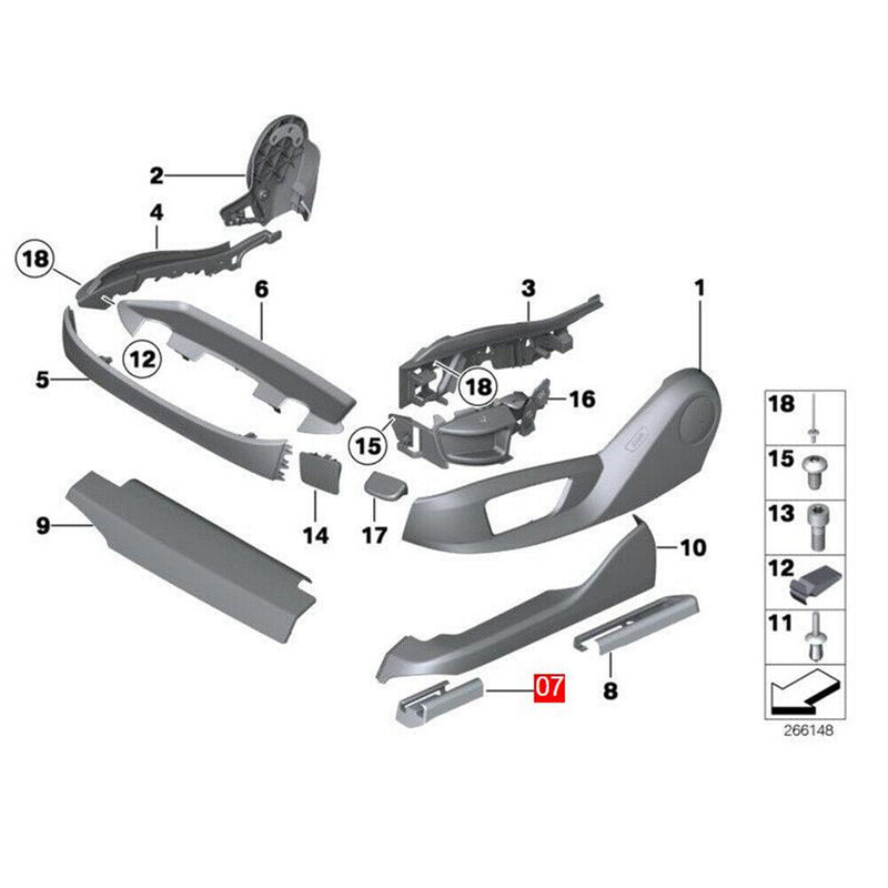 Front Left Seat Rail Trim Cover for BMW 5 series GT (F07) (F10) (F11) 2010-2013