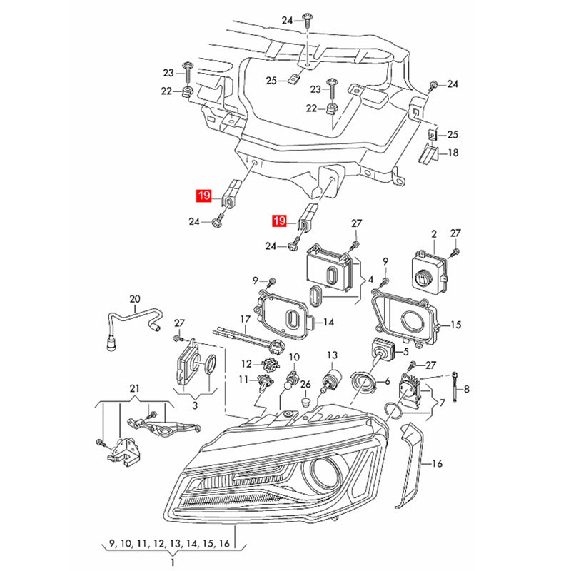WXZOS Front Headlight Support Bracket for Audi A8 Quattro A8 D4 S8 2015-2017