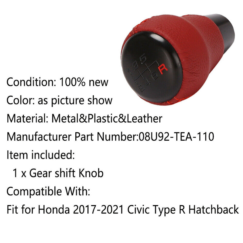 6 Speed Gear Shift Knob 08U92-TEA for Honda 2017-2021 Civic Type R Hatchback
