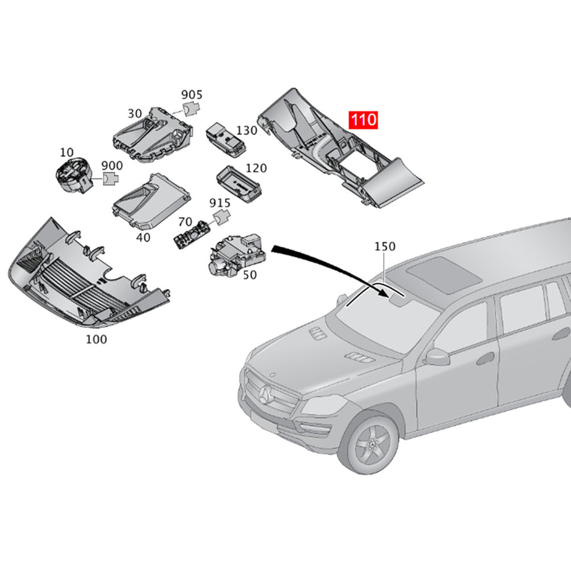 WXZOS Rear View Mirror Rain Sensor Cover Panel for Mercedes W166 GL-Class 2013-2016