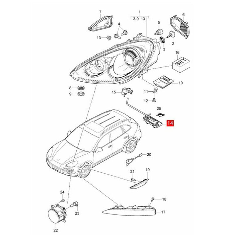 Riparazione staffa base alloggiamento faro anteriore sinistro per Porsche Cay...
