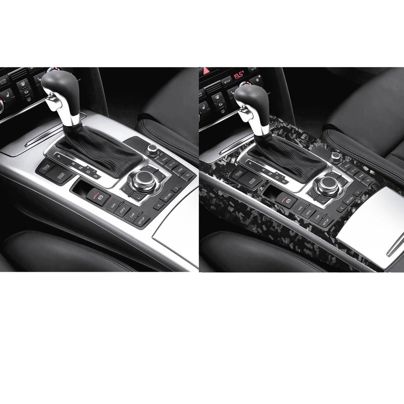 WXZOS Genuine Carbon Fiber Gear Shift Lever Panel Trim for Audi A6 C6 S6 RS6 2005-2011