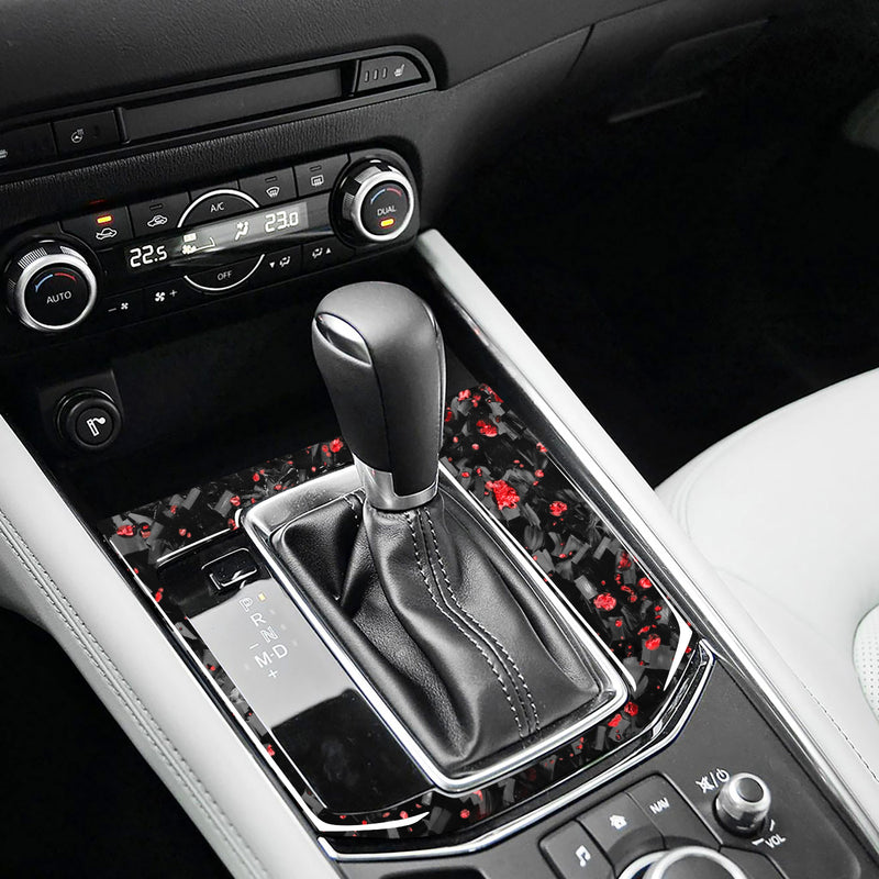 WXZOS Genuine Carbon Fiber Gear Shift Knob Lever Panel Trim for Mazda CX-5 2016-2019