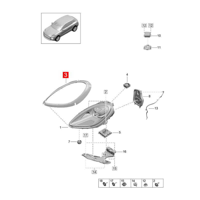 WXZOS Front Headlight Weatherstrip Seal Replace for Porsche Macan (95B) 2018-2021