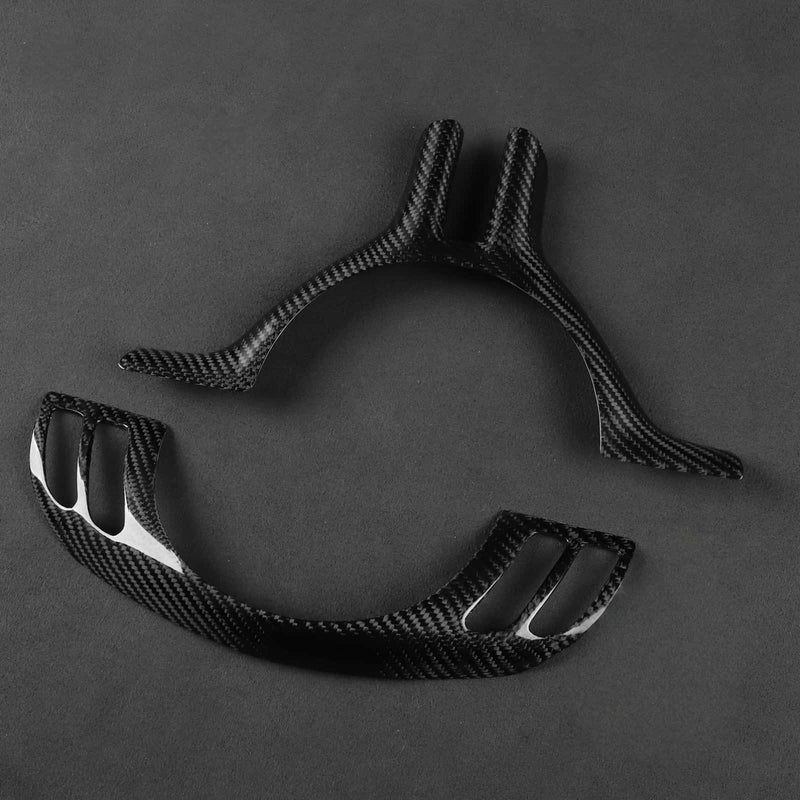 WXZOS 1PC Genuine Dry Carbon Fiber Steering Wheel Trim for BMW E39 5Series 1999-2003