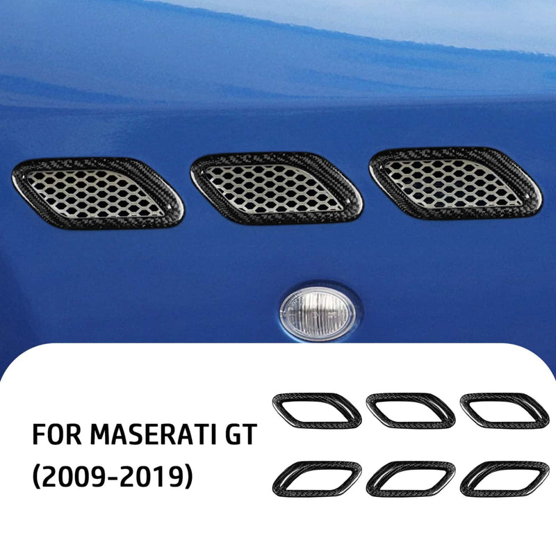 WXZOS Car  Carbon Fiber Side Fender Vent Trim for Maserati GranTurismo (M145) 2009-19