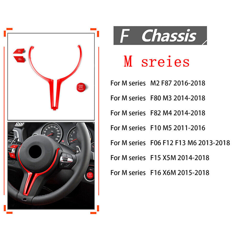 Steering Wheel Cover w/Switch Button Trim Kit for BMW M3 F80 M4 F82 2014-2018
