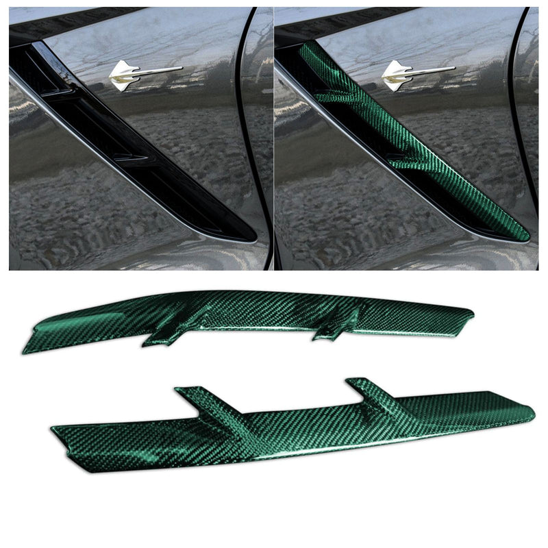 WXZOS 1SET Carbon Fiber Side Fender Vent  Trim for Chevrolet Corvette C7 2014-2019