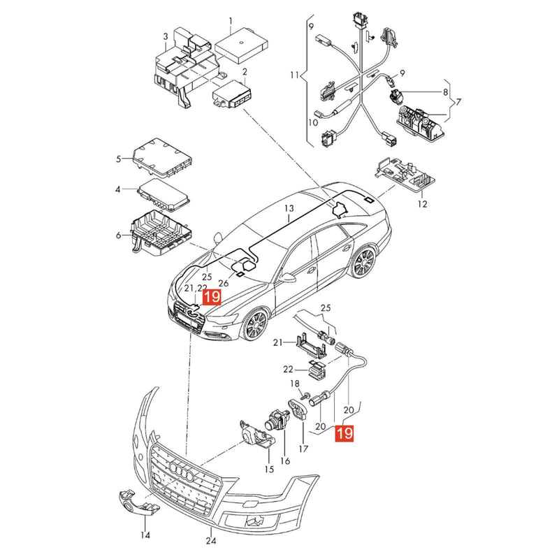 Front Grille View Camera Cable Harness Loom for Audi A6 Avant C7 2012-2018
