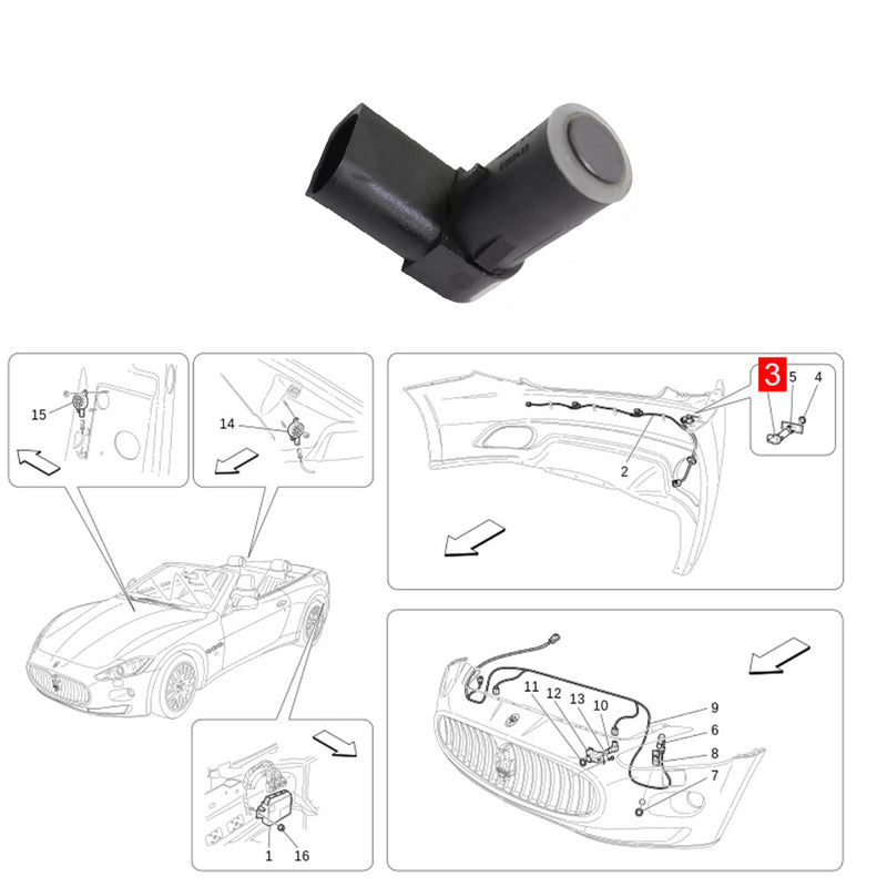 WXZOS 1PC PDC Front Bumper Distance Parking Sensor for Skoda Superb (3U4) 2002-2007