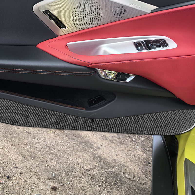 WXZOS Genuine Carbon Fiber Door Sill Protector Trim for Chevrolet Corvette C8 2020-24