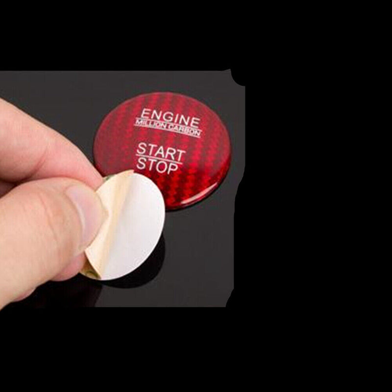 Red Carbon Fiber Engine Start Stop Button Cover Cap Trim for Mercedes-Benz