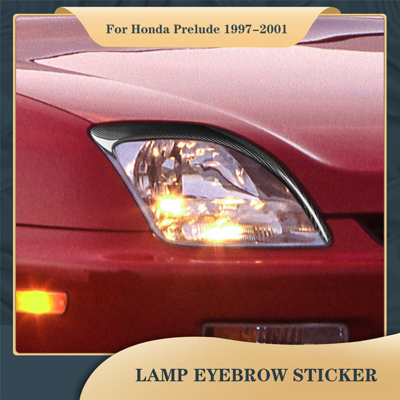 WXZOS Genuine Carbon Fiber Headlight Eyebrow Trim Cover for Honda Prelude 1997-2001
