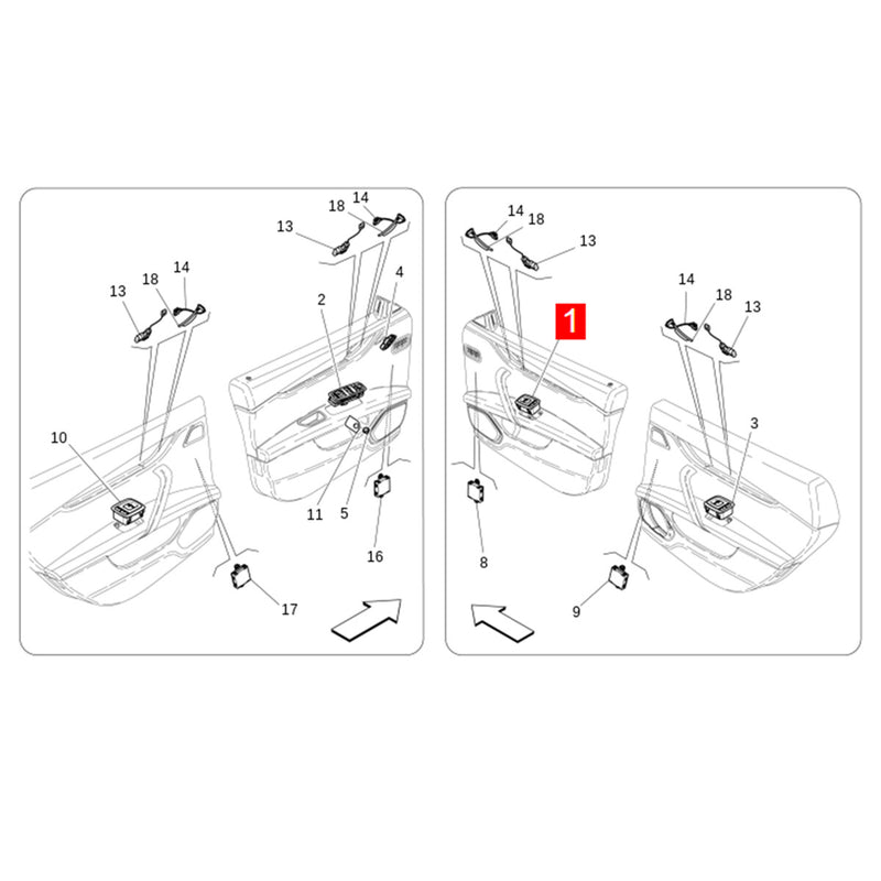 WXZOS Black Passenger Side Power Window Switch for Maserati Quattroporte 2014-2019