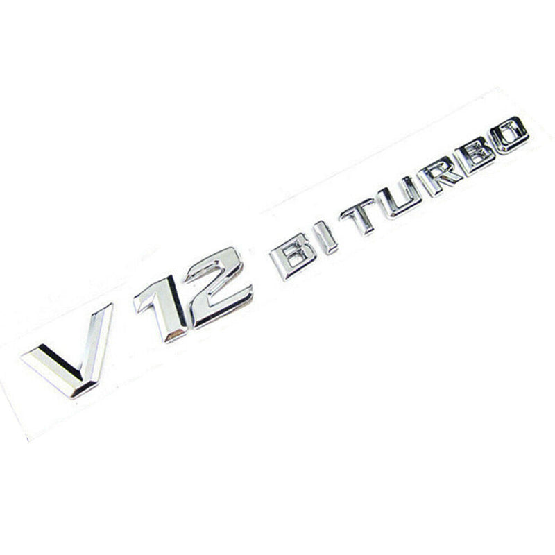 2pcs V12 BITURBO Chrome Side Fender Sticker Emblem Badge