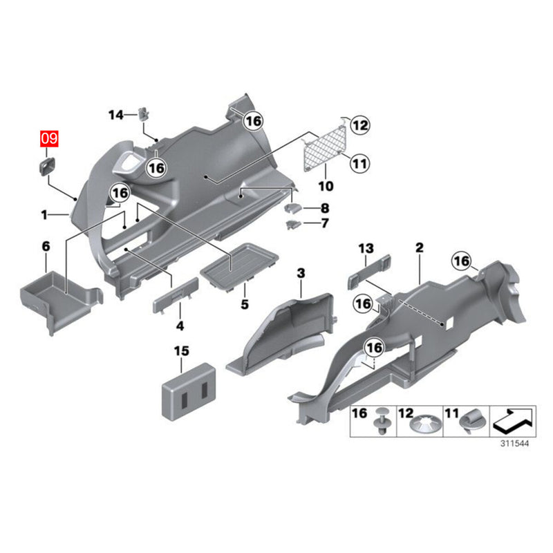 WXZOS Rear Trunk Power Outlet Plug Socket w/Cover for BMW E82 E87 E88 1serie 2008-2011