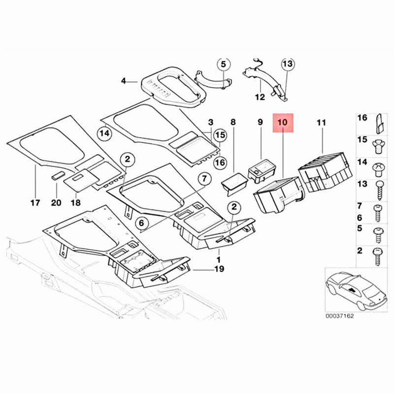 WXZOS Center Console Storing Partition Box for BMW E39 525i 528i 530i 540i 1995-2003