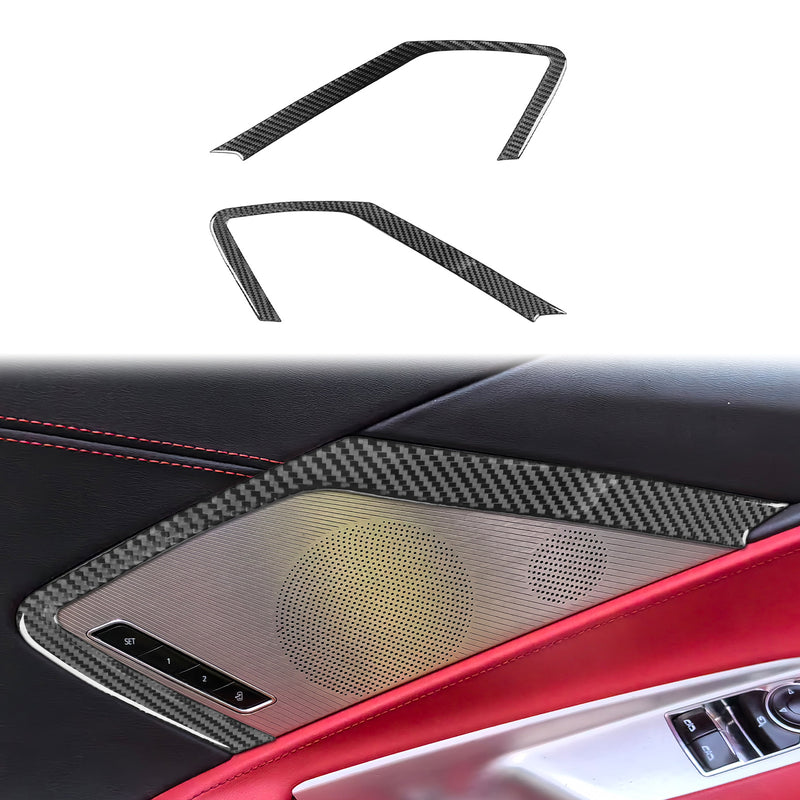 WXZOS Genuine Carbon Fiber Door Speaker FrameTrim for Chevrolet Corvette C8 2020-2024