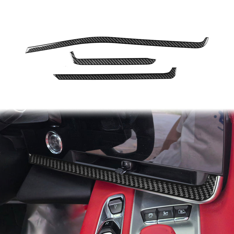 WXZOS Genuine Carbon Fiber Dash Center Vent Trim for Chevrolet Corvette C8 2020-2024