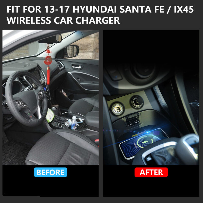 WXZOS Center Console Phone Wireless Fast Charging Pad for Hyundai ix45 2013-2017
