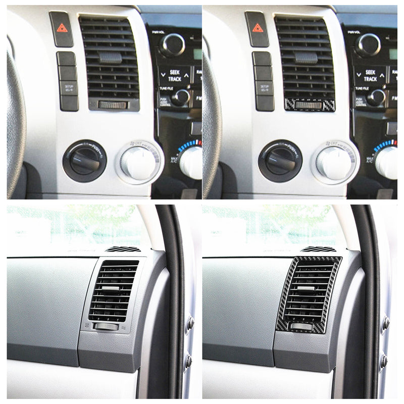 WXZOS Genuine Carbon Fiber Dashboard Air Vent Trim for Toyota Tundra 2007-2013