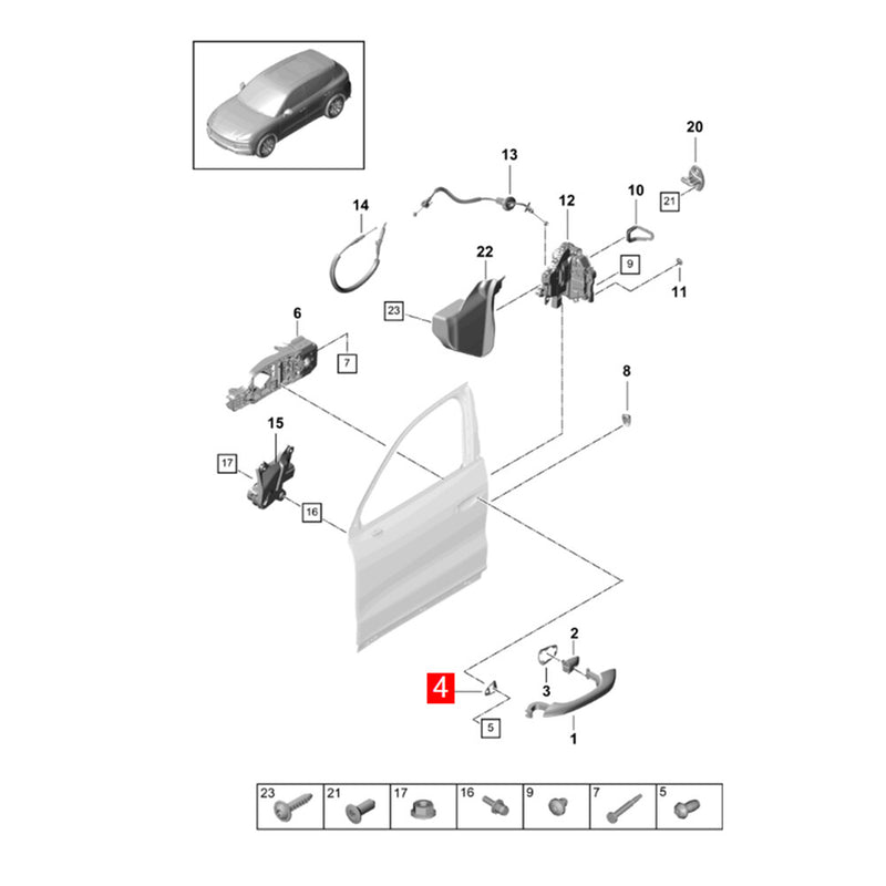 WXZOS 1PC Exterior Door Handle Gasket for Porsche Cayenne (9Y0) 2019-2023