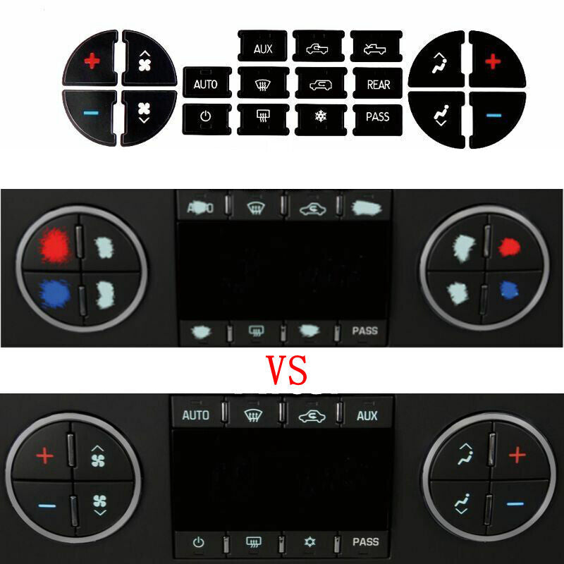 New AC Dash Button Repair Decal Stickers Kit for Chevrolet GMC