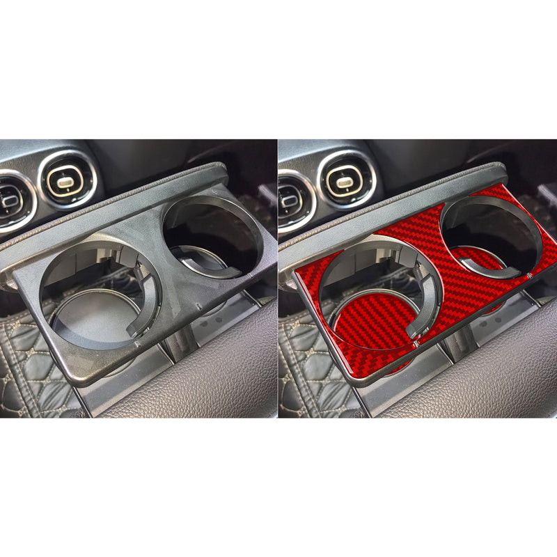 WXZOS Genuine Carbon Fiber Rear Cup Holder Trim for Mercedes W206 C-class 2022-2024