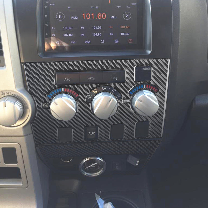 WXZOS Genuine Carbon Fiber Dashboard A/C Control Panel Trim for Toyota Tundra 2007-13